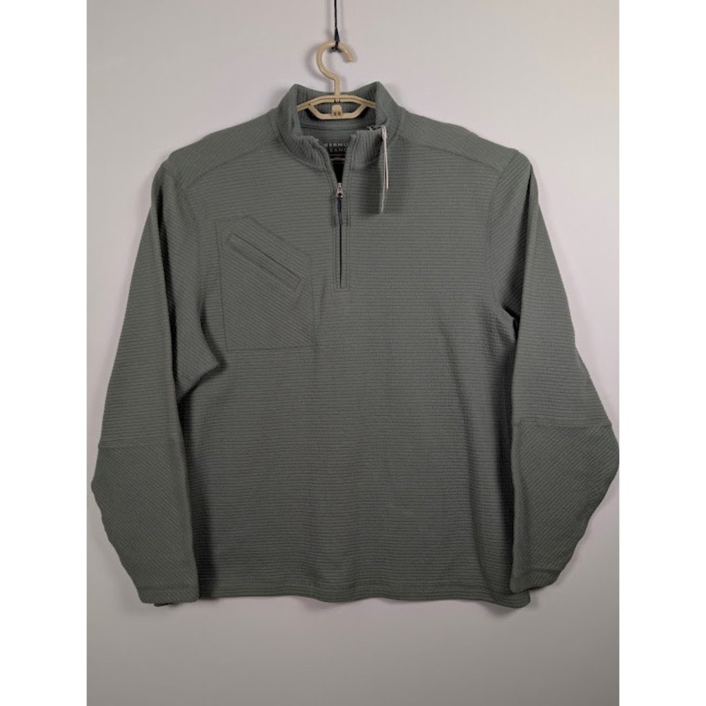 Bermuda Sands Quarter-Zip Golf Pullover Mens L Laurel Green Midweight Cotton NEW